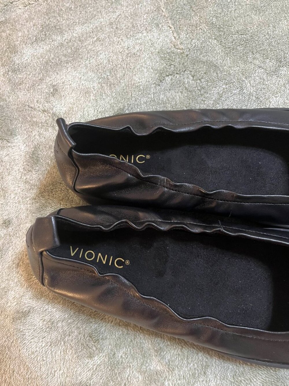 Vionic Uptown Ballet Flats Black Leather Size 11 Comfort Slip‑On Shoes - Picture 2 of 9